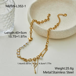 Collier en acier inoxydable et zircone, style européen et américain, luxueux, avec fermoir, ne perd pas sa couleur, accessoire de bijouterie. - Product Image 5