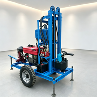 Foreuse hydraulique portative diesel sur roues pour puits d'eau, profondeur 200m, équipement de forage, pompe 220V, moteur de boîte de vitesses pour usage agricole et domestique