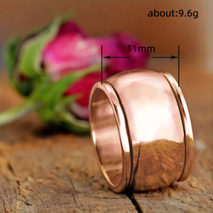 Bague en cuivre à face large, unisexe, en or, simple, pour l'index, bijou cadeau - Product Image 5