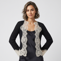 Pull en tricot pour femme FNJIA, pull noir à rayures verticales, dentelle, tissu à empiècements, pour tous les jours et les soirées, OEM personnalisé
