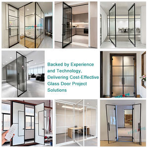 Porte intérieure en verre HDSAFE pour hôtel, toilettes, <span class=keywords><strong>chambre</strong></span>, salle de bain, avec charnières cachées, cadre en aluminium, verre <span class=keywords><strong>d</strong></span>époli de 8 mm, porte battante - Product Image 2