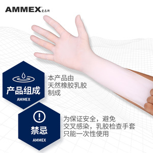 Gants en latex jetables Ammex, sans poudre, non stériles, texture complète, lisses, pour usage en laboratoire, alimentaire et de manipulation des boissons - Product Image 1