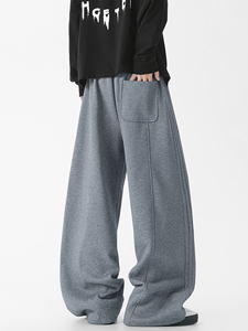 <span class=keywords><strong>Pantaloni</strong></span> Casual in Lana <span class=keywords><strong>di</strong></span> Peso Medio Americani, Nero e Grigio, per <span class=keywords><strong>Uomo</strong></span>, Autunno Inverno, Nuova Tendenza, Marca alla Moda, Gamba Dritta Larga con Coulisse - Product Image 3