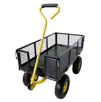Chariot pliable en acier à quatre roues robuste, pratique, personnalisable en OEM, plateforme en fer portable, pour l'extérieur