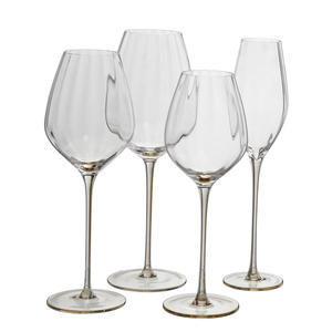 Verres à vin rouge SAMYO 540 ml, vintage, luxueux, à long pied, écologiques, sans plomb, lavables au <span class=keywords><strong>lave</strong></span>-<span class=keywords><strong>vaisselle</strong></span>, en cristal côtelé - Product Image 2