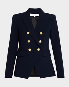<span class=keywords><strong>Blazer</strong></span> da Donna Elegante Blu Scuro su Misura, Doppiopetto <span class=keywords><strong>con</strong></span> <span class=keywords><strong>Bottoni</strong></span> Decorativi a Leone Dorato, Abbigliamento Business - Product Image 1
