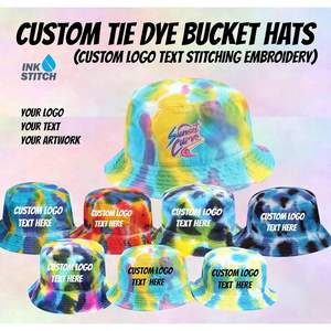 2025 1500TD Sombreros de cubo personalizados unisex Tie Dye con texto de logotipo cosido en varios colores - Product Image 3