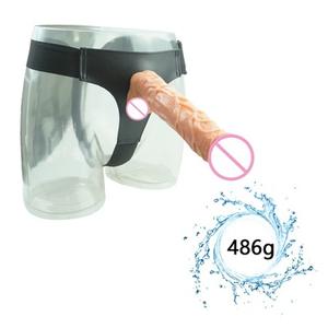 Biegsame doppels chichtige echte große Größe 13,39 Zoll Dildo Silikon Dildo <span class=keywords><strong>Penis</strong></span> Dong mit Wear Lederhose - Product Image 2