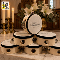 Vente en gros de mini tambourins en bois de 4 pouces, tambour à main personnalisé avec logo, instrument de musique de percussion pour enfants et adultes, approvisionnement en vrac