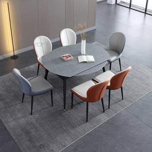 <span class=keywords><strong>Table</strong></span> à manger extensible rotative <span class=keywords><strong>ronde</strong></span> de qualité supérieure avec plateau en céramique, pieds en acier au carbone noir, base dorée, 8 places, moderne, pour la maison, l'hôtel - Product Image 2
