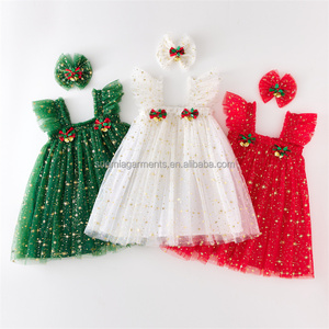 Robes et débardeurs pour enfants, style personnalisé, faible MOQ, motif étoile de Noël, pour bébés et tout-petits - Product Image 3