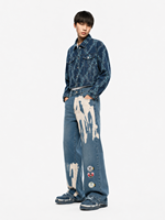 Costume pour femme à motif géométrique, vente en gros, veste en jean pour femme, ensemble en jean