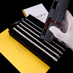 Pulsera <span class=keywords><strong>de</strong></span> cadena <span class=keywords><strong>de</strong></span> tenis <span class=keywords><strong>de</strong></span> <span class=keywords><strong>plata</strong></span> <span class=keywords><strong>de</strong></span> <span class=keywords><strong>ley</strong></span> 925 maciza con moissanita estilo hip hop al por mayor en stock - Product Image 2