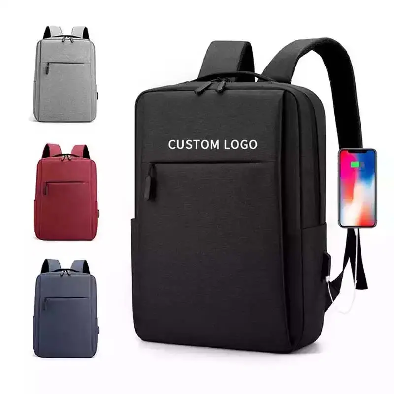 High Quality Print Logo Men College Anti Theft Water Resistant Travel Luxury Usb Bagpack Laptop Back Bag Pack