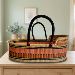 Handmade Wicker <b>Hanging</b> Baby Changing <b>Baskets</b> Colorful Woven Eco-Friendly Storage Infants Wardrobe Bathroom Use - Product Image 1