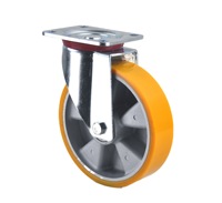 Roda Caster Baja Aluminium Poliuretan 6204 Bantalan Bola Ganda Tugas Berat Putar 200X50mm Gaya Eropa Warna Kuning Beban 600kg
