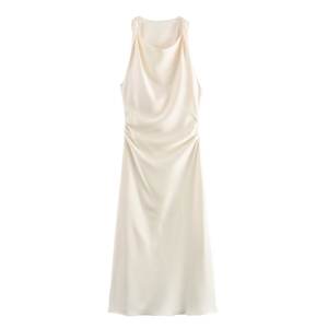 Vestito da <span class=keywords><strong>donna</strong></span> estate nuova moda in seta satinata abito da <span class=keywords><strong>donna</strong></span> Vintage senza maniche abito da <span class=keywords><strong>donna</strong></span> abito Mujer - Product Image 5