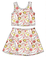 Nouveauté : Ensemble d'été décontracté pour bébés et jeunes enfants, comprenant un haut court sans manches à col rond et une jupe évasée à taille élastique, en tissu doux de haute qualité.