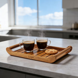내구성 있는 손잡이가 있는 나무 서빙 트레이 - 침대에서 아침 식사 및 주방 보관을 위한 쉽게 청소할 수 있는 슬랫 플래터 - Product Image 2
