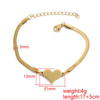 Bracelet pendentif cœur très populaire, plaqué or 18 carats, chaîne serpent en acier inoxydable, inaltérable et étanche, idéal pour un cadeau
