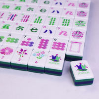 Jeu de Mahjong en Acrylique Personnalisé Luxe Américain Tuiles de Voyage 4 Joueurs Durable Écologique Portable Rose Violet Bleu Vert