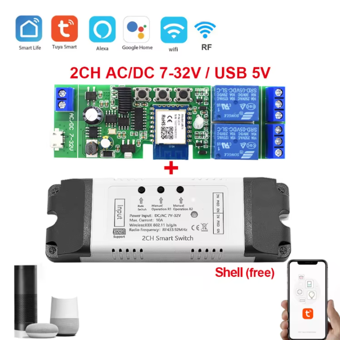 2CH AC/DC7-32V Tuya (version Wifi)