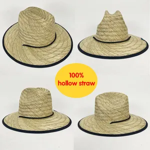 Parche personalizado niños salvavidas sombreros ala ancha UPF protección solar flamenco hierba natural sombreros para el sol para niños