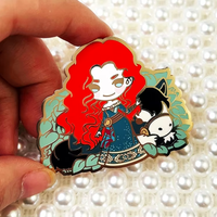 Grosir harga murah kustom lucu kartun peri lapisan emas logam keras Enamel Glitter layar sutra cetak pin kerah untuk hadiah