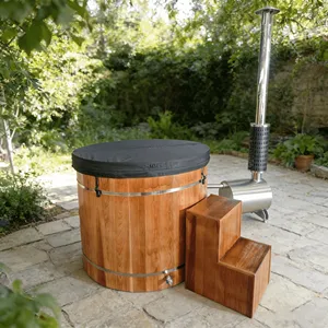 Bain à remous <span class=keywords><strong>extérieur</strong></span> en cèdre rouge massif au design moderne, très demandé, capacité 2-4 personnes, hybride bois - Product Image 3