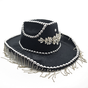 Sophisticated Western <strong>Bride</strong> <strong>Cowgirl</strong> <strong>Hat</strong> for Wedding Party and Bachelorette Celebration White Sparkle Cowboy Cap with Rhinestone - Product Image 3