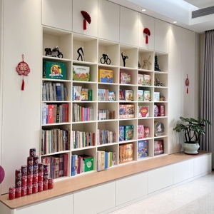 Libreria Moderna <span class=keywords><strong>in</strong></span> Stile Americano Semplice ed Elegante, Interamente <span class=keywords><strong>in</strong></span> Legno con Ante <span class=keywords><strong>in</strong></span> <span class=keywords><strong>Vetro</strong></span> e Ripiani a Pavimento <span class=keywords><strong>per</strong></span> Casa, Ufficio e Scuola - Product Image 1