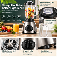 Premium multifunctionele elektrische blender 2-in-1 glazen kan sapcentrifuge mixer molen voor huishoudelijk fruit- en groentesmoothies maken