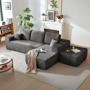 Sofá Seccional en Forma de L de Tres Plazas, Envasado al Vacío, Diseño Moderno en Tela, Ecológico y Duradero para Apartamento o Villa, Envío Gratuito, Muestra Disponible - Product Image 3