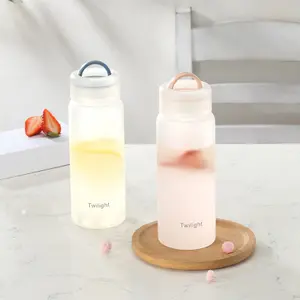 Turuncu taş özel Logo şeffaf buzlu su bardağı şişe bahar