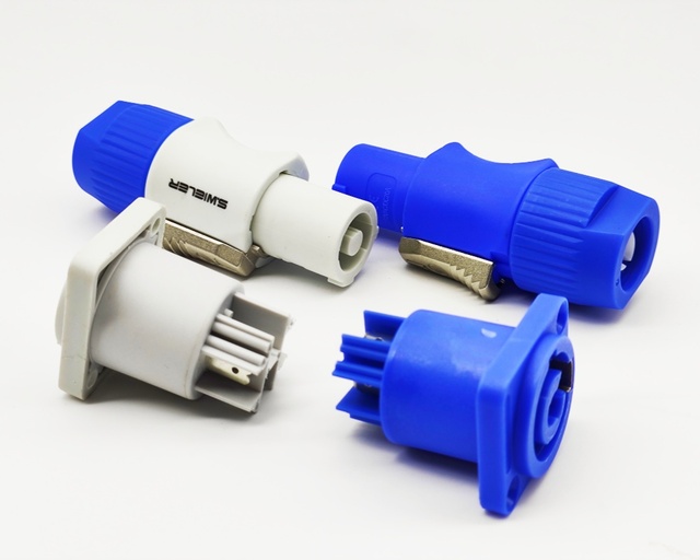 3pin Durable Pe Copper Powercon Plug Power Adapter 20a 250v Blue Grey Powercon Connector for LED & Speaker Audio Cable Connector