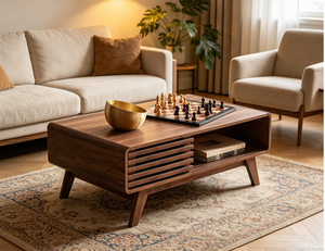 Mesa de Centro Convertible de Madera Estilo Moderno de Mediados de Siglo con Almacenamiento para Sala de Estar, Apartamento, Muebles para el Hogar - Product Image 4