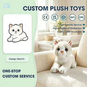 Peluche chaton blanc personnalisée en gros, jouet en peluche doux de qualité supérieure, poupée chat personnalisée pour enfants - Product Image 1