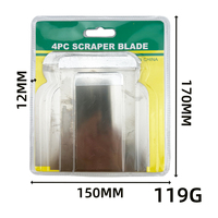 Lot de 4 lames de grattoir en acier inoxydable pour éliminer la colle, la peinture et les résidus sur le verre, le sol et les autocollants – Outil manuel et accessoires