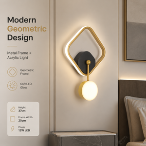 Applique murale LED moderne en acrylique avec cadre métallique, design carré, 20W, CCT sélectionnable, pour chambre, salon, couloir, hôtel - Product Image 2