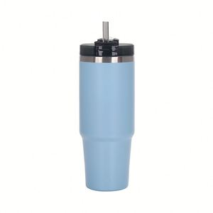 30oz Anti-slip Bottom Stainless Steel Vacuum Insulated Car Tumbler Ice Cup With Handle Straw Outdoor Adventure - Product Image 1