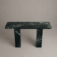 KUMUSI FURNITURE Table console de luxe en marbre vert Verde Alpi, table d'entrée en arc pour la maison, mobilier et décoration en pierre
