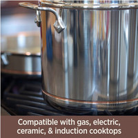Marmite à induction Proshui 5 couches en acier inoxydable avec cœur en cuivre, couvercle en verre trempé, 24 cm, finition poli miroir