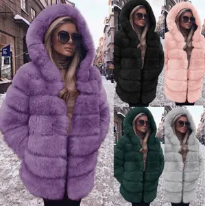 2020 Nieuwe Winterjas Vrouwen Kunstmatige Vos Bontjas Hooded Fashion Lange Vrouwen Nep Bontjas