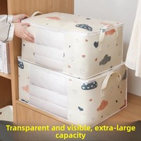 Sac de rangement en non-tissé grande capacité, anti-poussière, multi-usages, motif dessin animé mignon, pour vêtements, couvertures, déménagement et emballage
