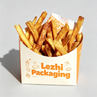 Boîtes à frites jetables personnalisées pour restaurants, emballages écologiques pour pop-corn, poulet frit et snacks à emporter