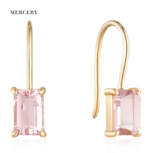 Mercery Trendy 2023 Earrings Real Gemstone Jewelry 14K Solid Gold Earring Hooks Pink Earrings For Women