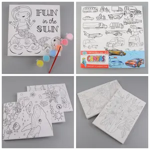 Kit de peinture de toile pour enfants, kit de toile imprimée de haute qualité, avec peinture acrylique et pinceau,