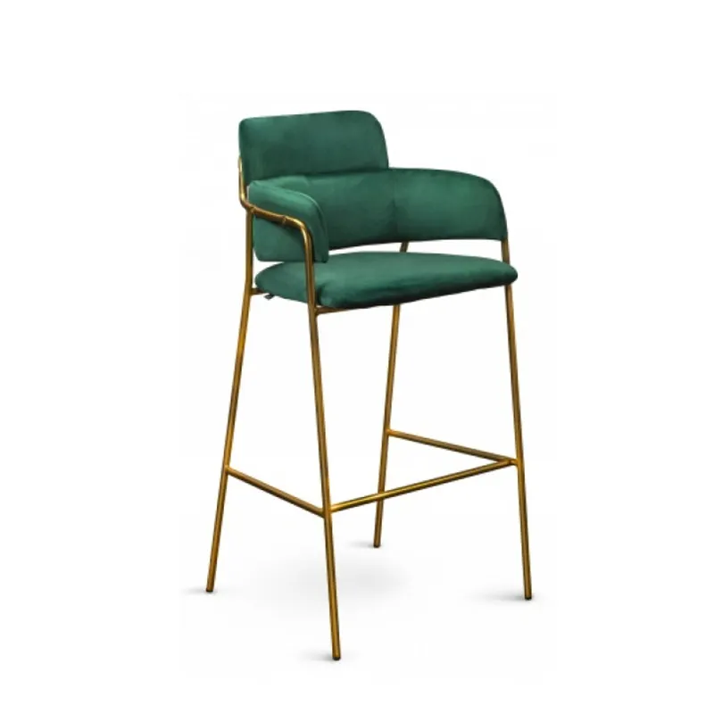 높은 카운터 의자 현대 바 의자 녹색 벨벳 카운터 의자 주방 럭셔리 벨벳 바 의자