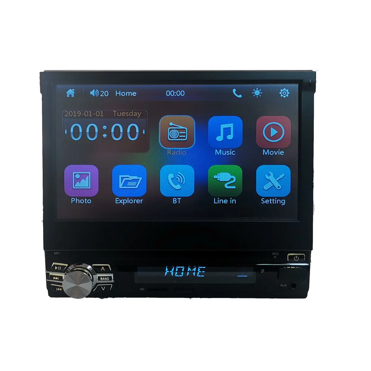 1 din araba dijital medya radyo geri çekilebilir 7 "dokunmatik ekran autoradio stereo mp5 video araba multimedya dvd OYNATICI