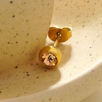Ensemble de boucles d'oreilles en acier inoxydable étincelant, boucles d'oreilles à clous tendance et minimalistes avec zircon coloré, bijoux brillants et magnifiques, vente en gros TGES9039